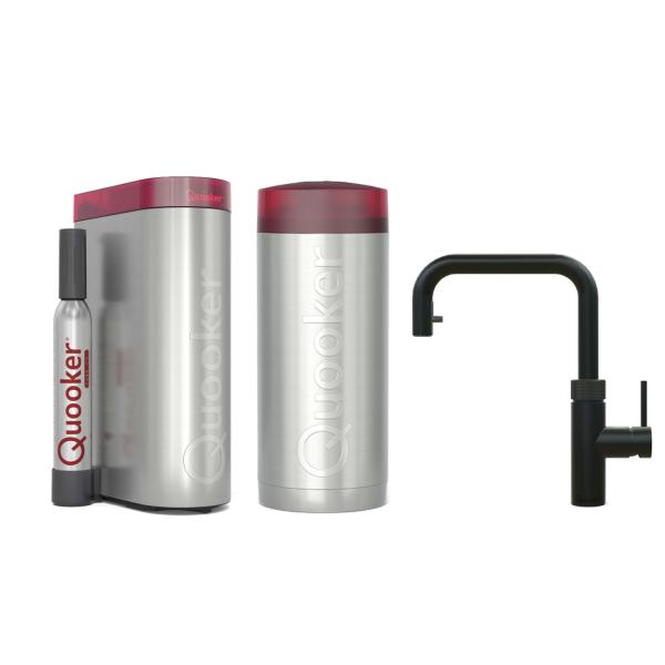 Quooker Flex Square | Reservoirs COMBI | CUBE | schwarz | sofort-Kochend-Wasserhahn